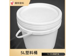 5升圆形中式塑料桶 涂料桶乳胶漆桶 塑料包装肥料塑胶桶图3