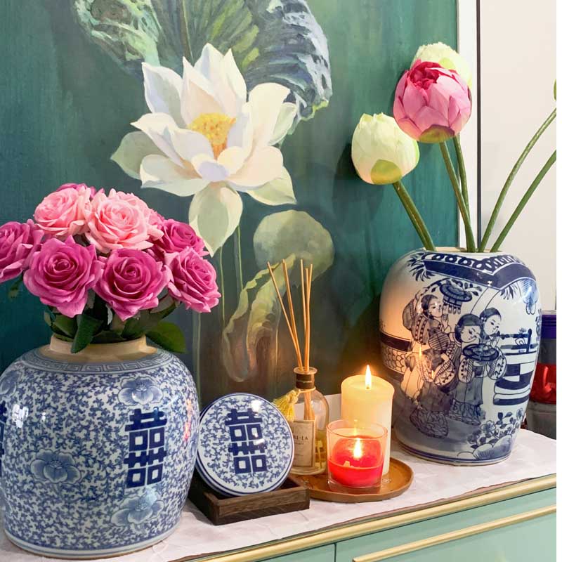 青花喜字罐