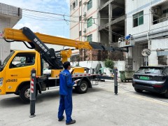 外墙挂广告伸缩臂作业出租 福田吊篮车出租 载人登高车租赁图2